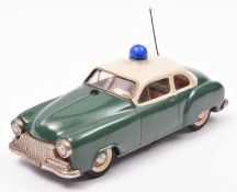 Schuco Electro Alarm-Car 5340 Tinplate 2 Door Saloon. An early 1960's European style POLICE car