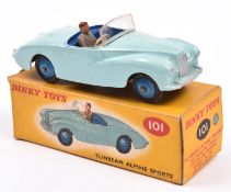Dinky Toys Sunbeam Alpine Sports (101). An example in light blue with dark blue interior, dark
