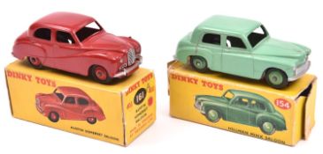2 Dinky Toys. An Austin Somerset (161). An example in red with red wheels and black tyres. Plus a
