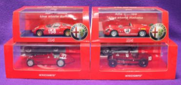 4x M4/Minichamps Alfa Romeo Racing Cars. 2x M4 - 33.2 Stradale, RN158, Freiburg 1967, A.