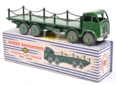 Dinky Supertoys Foden Flat Truck with Chains (905). In green with lighter green wheels and grey