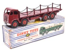 Dinky Supertoys Foden Flat Truck with Chains (905). Example in maroon with red wheels and black