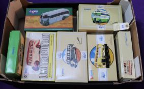 12 Corgi Classics Buses & Coaches. 2x two vehicle sets- Yelloway- AEC Regal and Bedford OB. Plus