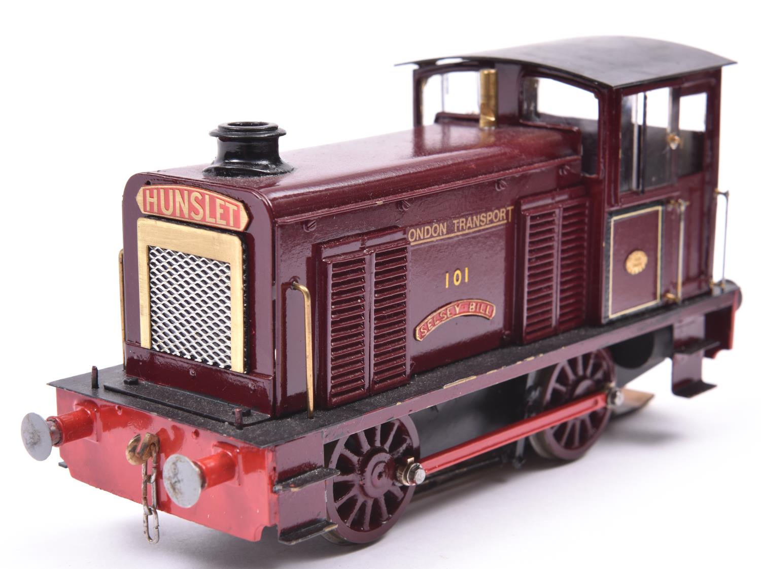 A finescale O gauge kitbuilt brass model of an LT Hunslet 0-4-0 diesel locomotive, Selsey Bill