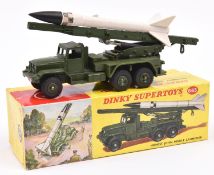 Dinky Supertoys Honest John Missile Launcher (665). A late issue example in olive green with plastic