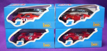 4x IXO 24 Hures du Mans series racing cars. 3x Ferrari - 250 Testa Rossa RN14 Winner LM 1958, O.