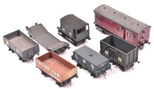7x O gauge kit built/adapted mainly LMS related freight wagons/coaches. An LMS 4-wheel Brake Third