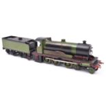 A live steam, spirit fired O gauge scratchbuilt model of an LNER 4-6-0 tender locomotive, 364, in