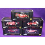 5x 1:43 Hotwheels Ferrari Racing Cars. 1950's 553F1, RN38. 1971 312B South African GP RN6. 1974