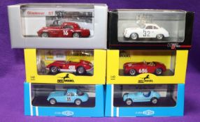 5 1:43 Racing Cars. 2x Art Model Ferrari- 1950 166 MM, RN656. 1956 500 TRC MM, RN458, both in