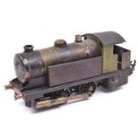 A live steam O gauge Bowman Models locomotive. Spirit fired 2 cylinder tinplate model of an LNER 0-