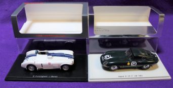 2 Spark 1:43 Racing Cars. Cunningham C-4R 5th Le Mans 1954, RN1, in white with twin blue stripes,