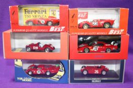 6 1:43 Racing Cars. IXO Ferrari BB512 LM 1982 RN72. Norev 1955 Lancia D50 F1, RN26. Top Model Alfa