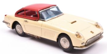 Bandai Battery Powered Tinplate Ferrari 250 Super America (California) Coupe. In cream with red