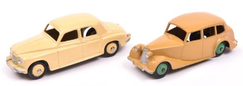 2 Dinky Toys. Rover 75 Saloon 156. An example in cream with deeper cream wheels. Plus a Triumph 1800