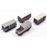 4x O gauge kit built/adapted GWR freight wagons/vans. 3x Guard's vans, including one as a track