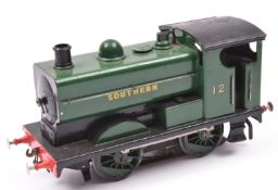 A coarse scale O gauge Leeds Model Co. model of a Southern 0-4-0ST locomotive, 12, in unlined