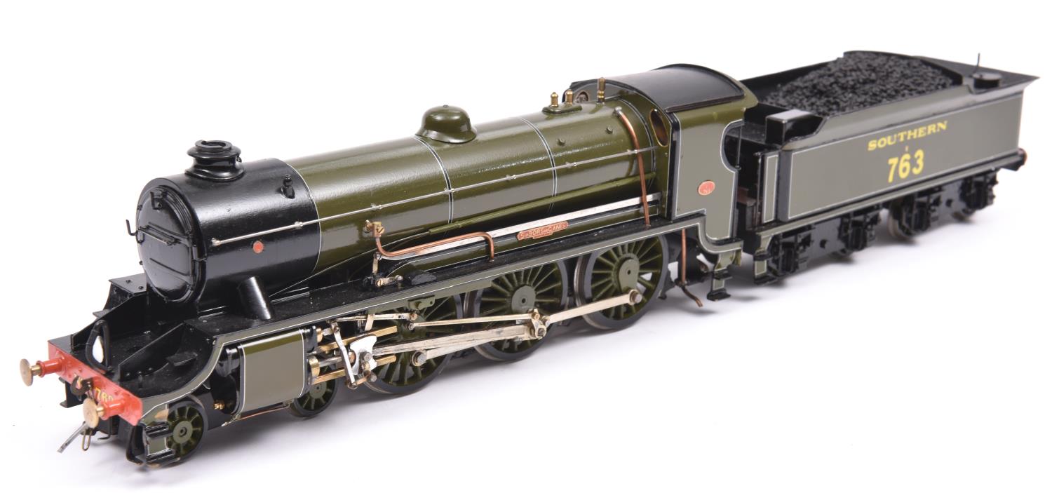 A finescale O gauge kitbuilt model of a Southern Railway Class N15 4-6-0 tender locomotive, Sir Bors