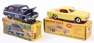 Dinky Toys Alfa Romeo 1900 Super Sprint (185). An example in yellow with red interior, spun wheels