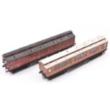 2x O gauge pre-grouping scratch built/kit built clerestory coaches. A GER director's saloon in