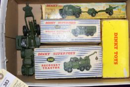 7 Dinky Military Toys. Recovery Tractor (661), complete. Medium Artillery Tractor (689), with tin