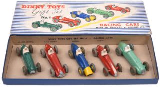 A Dinky Toys Gift Set No.4 Racing Cars. Comprising 5 single seat racing cars- Cooper-Bristol (23G)