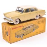 French Dinky Toys Opel Rekord (554). In ivory yellow with a cream roof, pale grey interior, dished