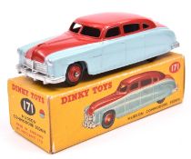 Dinky Toys Hudson Commodore Sedan (171). A high-line example in red and turquoise with red wheels