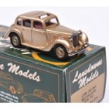 Lansdowne Models LDM.28x 1947 M.G. Saloon, Type 'YA'. In metallic gold with maroon interior, 'UMG