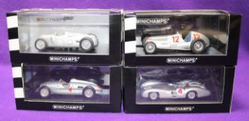 4x Minichamps Racing Cars. 2x Auto Union- Type A German G.P. 1934, RN1, Hans Stuck. Type D,