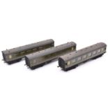 3x O gauge Southern Railway coaches using some plastic parts.