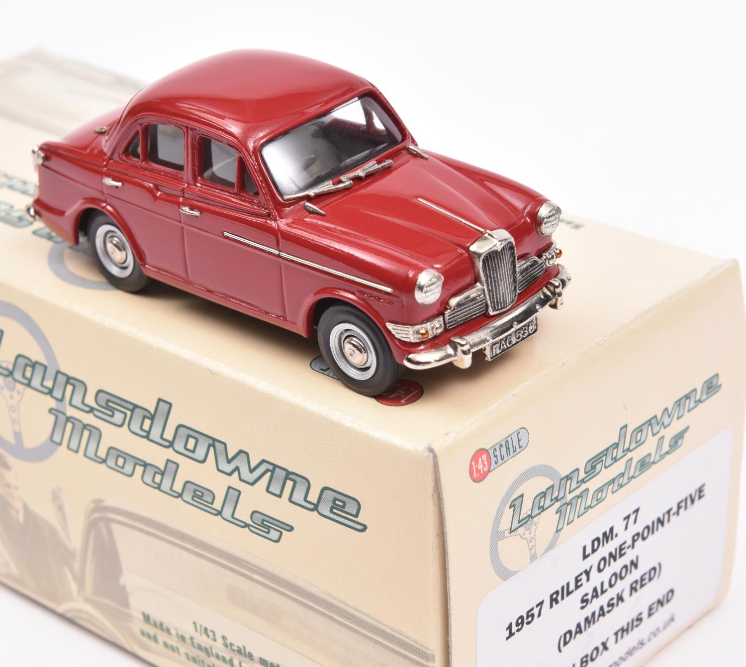 Lansdowne Models LDM.77 1957 Riley 1.5 Saloon. In 'Damask Red' with light grey interior, silver