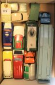 10 Dinky Toys. Pullmore Car Transporter. Bedford Refuse Wagon, Austin 1800 Taxi, Bedford Royal