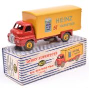 Dinky Supertoys Big Bedford Van 'HEINZ' (923). Red cab and chassis with yellow rear body, yellow