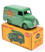 Dinky Toys Trojan 15CWT van, 'Cydrax' (454). In mid green with mid green wheels and black tyres.