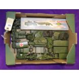 22 Dinky Military items. Thornycroft Tank Transporter. Boxed, some wear / damage. 2x Centurion