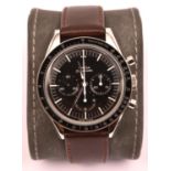 An Omega Speedmaster 'The First Omega in Space' (3 Oct 1962) watch with manual winding mechanism.