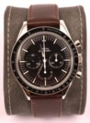 An Omega Speedmaster 'The First Omega in Space' (3 Oct 1962) watch with manual winding mechanism.