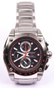 A Seiko F1 Honda Racing Team quartz chronograph watch. Stainless steel case and bracelet, black face