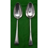 2x Georgian silver tablespoons. Hallmarked London 1801, 'RC' possibly for Richard Crossley and the