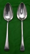 2x Georgian silver tablespoons. Hallmarked London 1801, 'RC' possibly for Richard Crossley and the