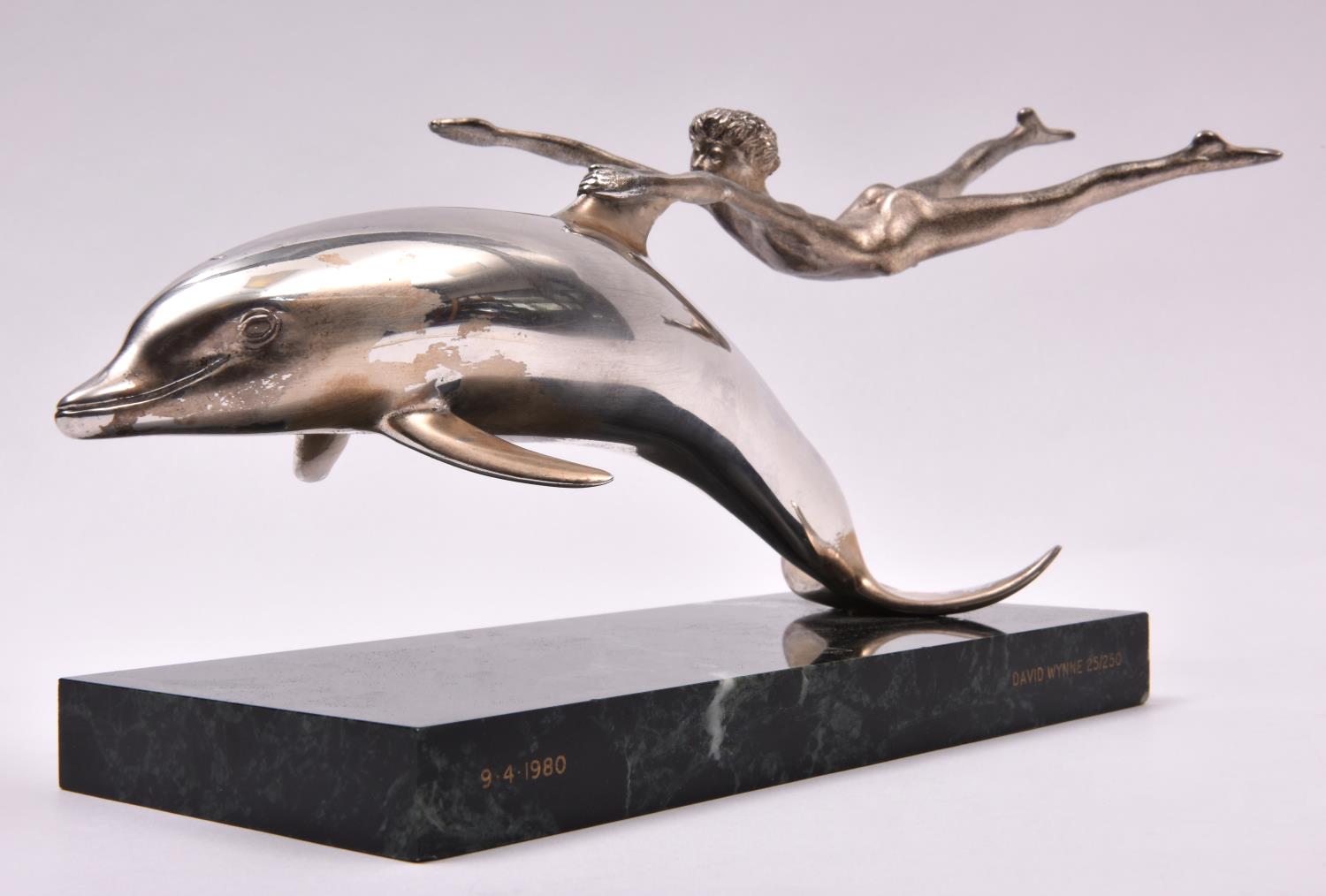 A silver sculpture 'Boy With A Dolphin', London 1979 by David Wynne for Mappin and Webb. A - Image 2 of 7