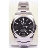 A Rolex Oyster Perpectual Explorer watch with automatic self winding mechanism. Stainless steel case