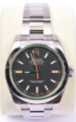 A Rolex Milgauss Oyster Perpetual watch with automatic self winding mechanism. Stainless steel