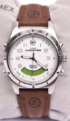 A Timex Expedition Indiglo WR 50M watch with quartz movement, stainless steel case, silvered face
