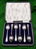 A cased set of 6 silver teaspoons of plain design. Hallmarked Sheffield 1920, 'J.D&S'. Combined 55g.