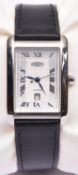 A Rotary Classic watch with quartz movement. Rectangular case with a silver face, Roman numerals and