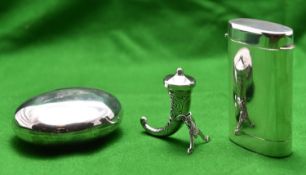 3x silver items. A small 'Horn of Plenty' with detachable lid and Norwegian hallmarks. An oval