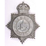 A pre 1952 Oldham Police helmet plate, white metal with traces of chrome plating. GC £45-50