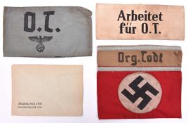 A Third Reich TODT Organisation official’s armband, red and brown material with silver alloy braid